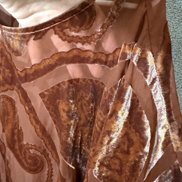 Chicos Velvet Burnout Boho Brown Fringe Poncho Tunic L/XL Fall Lagenlook - Picture 6 of 8